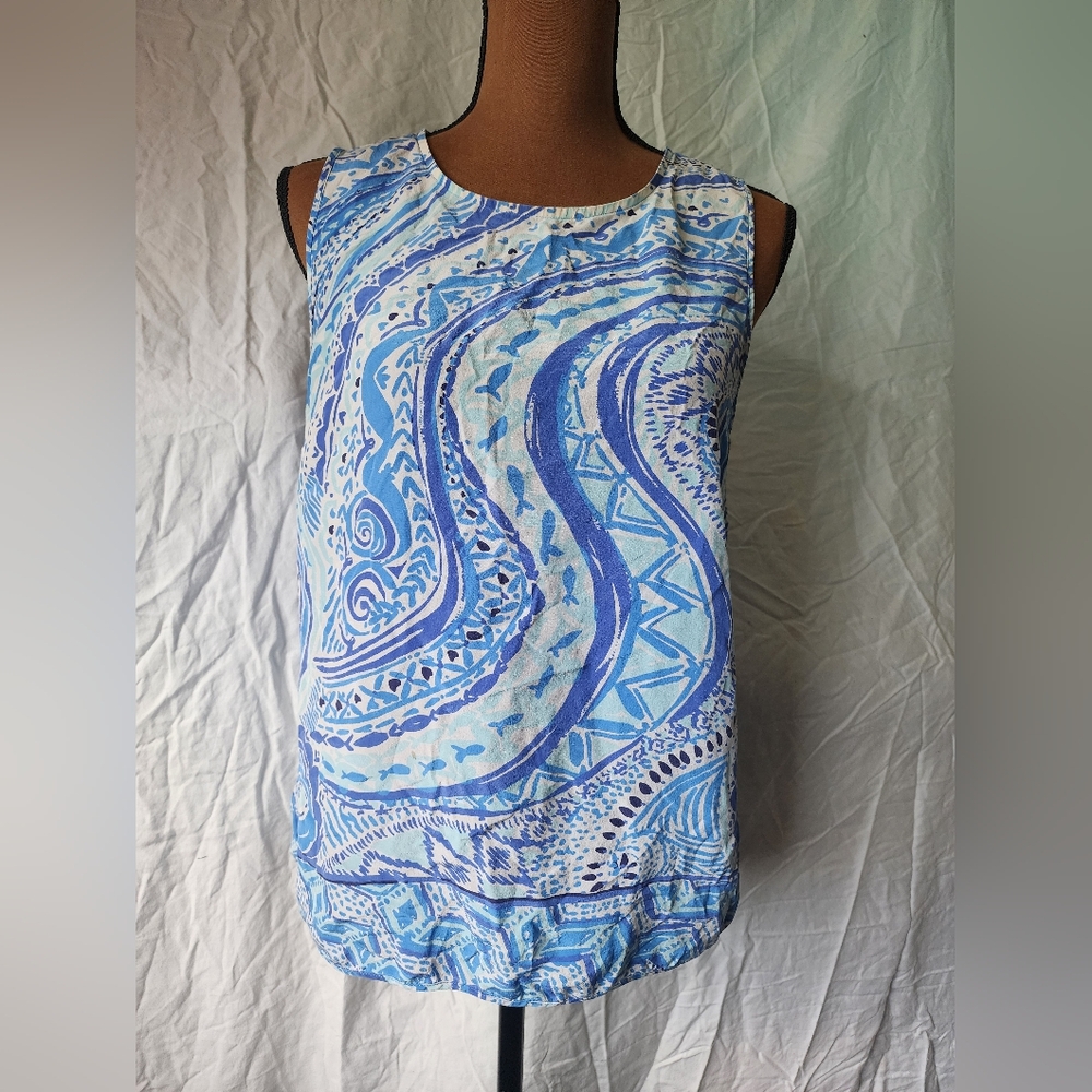 Lilly Pulitzer Blue Patterned Sleeveless Top